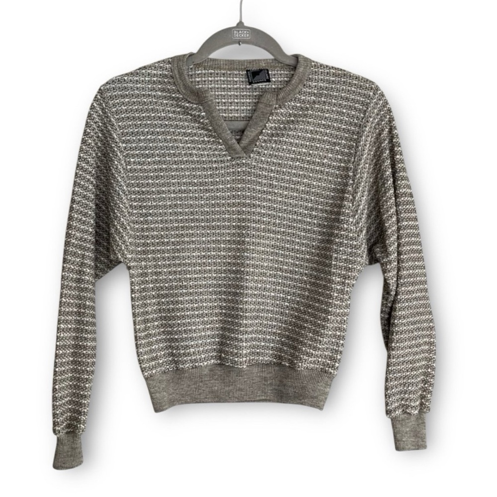 Tan and cream 80s vintage knit sweater